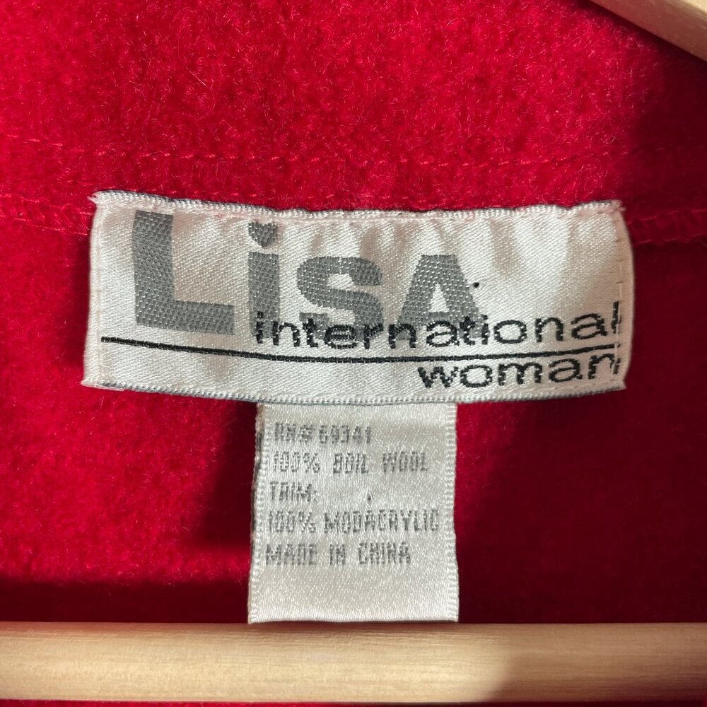Lisa International 100% Boiled Wool Vest 1X Red Monkey Theme EUC - Picture 3 of 11